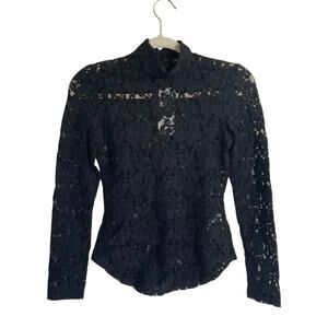 NWT French Connection Black Lace High Neck Top